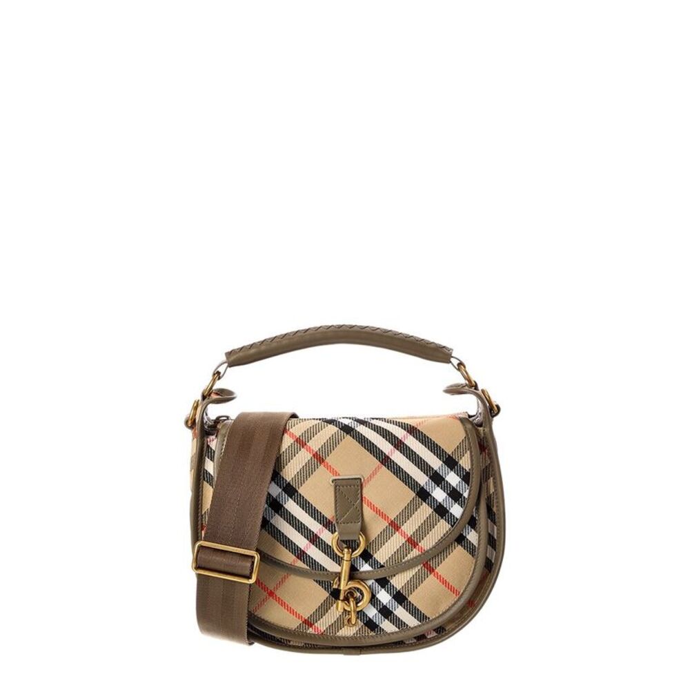 Burberry B Clip Canvas & Leather Shoulder Bag, Beige